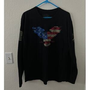 Grunt Style Mens US 1776 GS This We'll Defend Black Long Sleeve Shirt Size XL